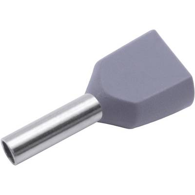 Un cosse de câble grise avec une extrémité plate et rectangulaire et une connexion métallique. Utilisée pour connecter des conducteurs électriques.