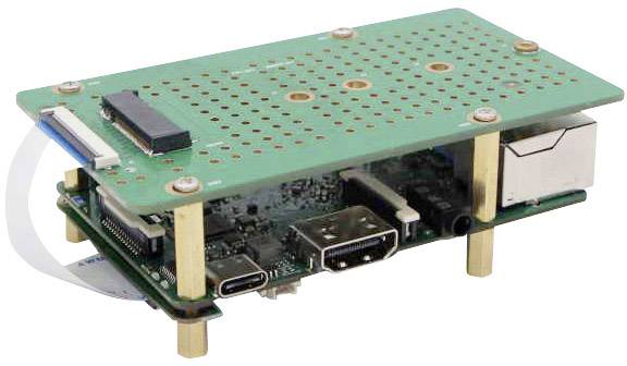 Carte de petit ordinateur avec interfaces et connecteurs, montée sur des entretoises. Prototype pour projets électroniques.