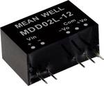Module convertisseur CC/CC MEANWELL série MDD02 boîtier SIP/SIL7, double sortie, rapport de tension d'entrée : 1:1, puissance : 2W non régulée, médical