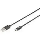 Digitus Câble USB USB 2.0 USB-C® mâle, USB-A mâle 1.80 m noir blindé AK-300154-018-S