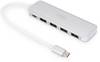 Digitus DA-70242-1 Hub USB 4+1 ports USB-A USB 3.0 5 GBit/s avec port de charge rapide, avec fiche mâle USB-C, boîtier en aluminium argent DA-70242-1