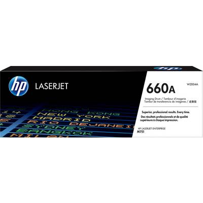 Cartouche de toner pour imprimante HP LaserJet, modèle 660A. Sur l'emballage figurent des noms de villes et le slogan « Des résultats supérieurs et professionnels. »