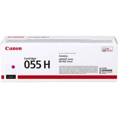 Emballage blanc d'une cartouche de toner Canon 055 H avec logo rouge, compatible avec les séries d'imprimantes i-SENSYS LBP660C et MF740C.