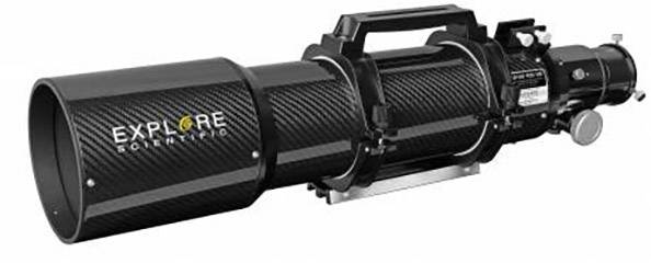 Un télescope noir portant l'inscription 'Explore Scientific', adapté aux observations astronomiques.