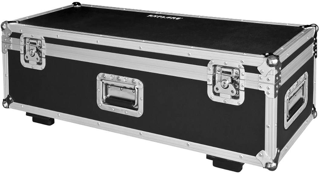 Une valise de transport noire avec des renforts métalliques et des poignées, adaptée au transport sécurisé d'équipements sensibles.