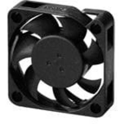 Un ventilateur d'ordinateur noir à cinq pales avec un cadre carré, utilisé pour refroidir des appareils électroniques.