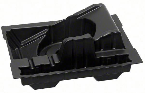 Un plateau en plastique noir à compartiments, conçu pour le rangement et la séparation d'objets ou d'aliments.