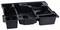 Plateau de rangement en plastique noir avec plusieurs compartiments de formes différentes pour organiser des outils ou de petites pièces.