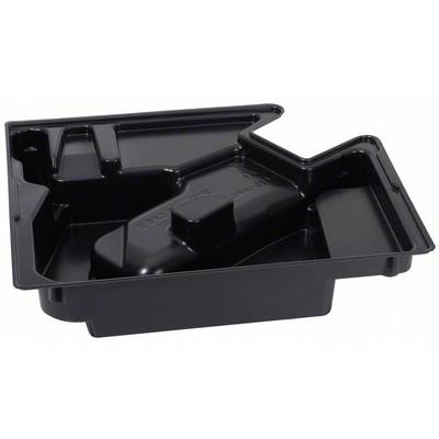 Coque en plastique noir avec plusieurs cavités et reliefs, probablement utilisée comme moule ou récipient pour des composants mécaniques.