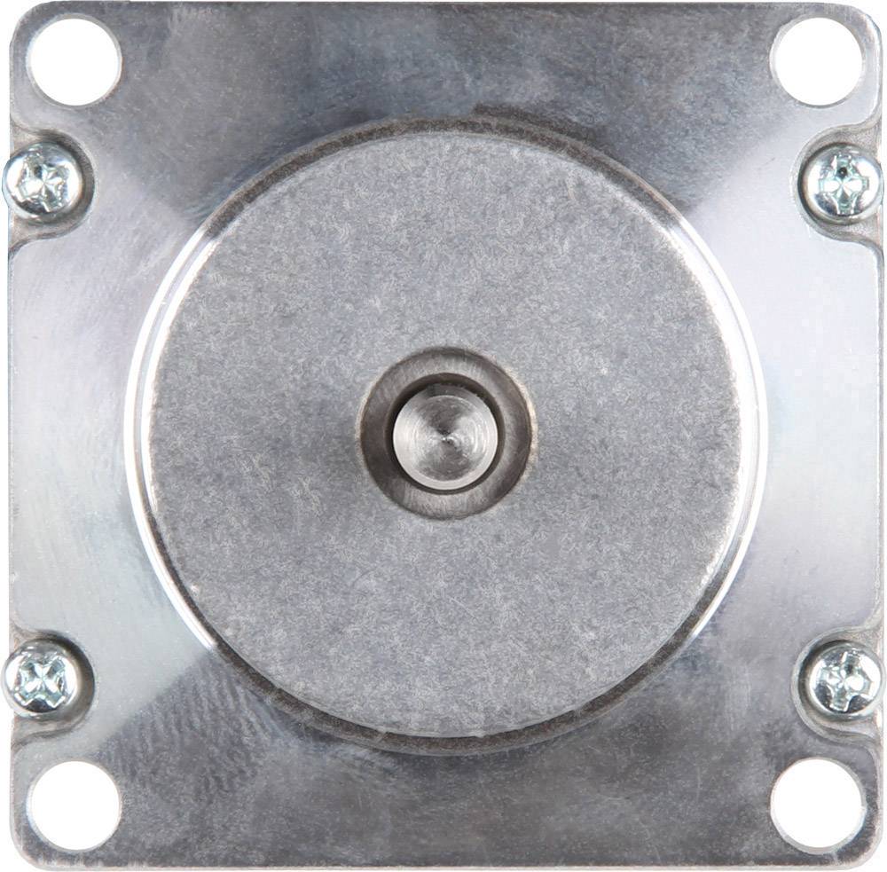 Plaque métallique avec un bouton rond au centre, fixée avec quatre vis dans les coins.