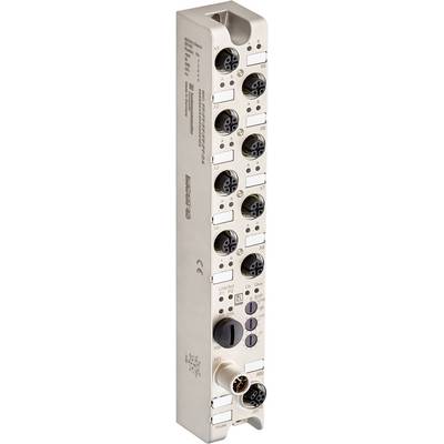 Un long appareil électronique doté de plusieurs ports de connexion et de touches. Des marquages et des symboles sont présents sur sa surface.
