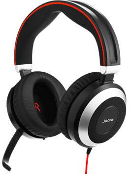 Jabra Evolve 80 MS Micro-casque supra-auriculaire filaire Stereo noir Suppression du bruit du microphone affichage de la charge de la batterie, mise en sourdine du microphone téléphone