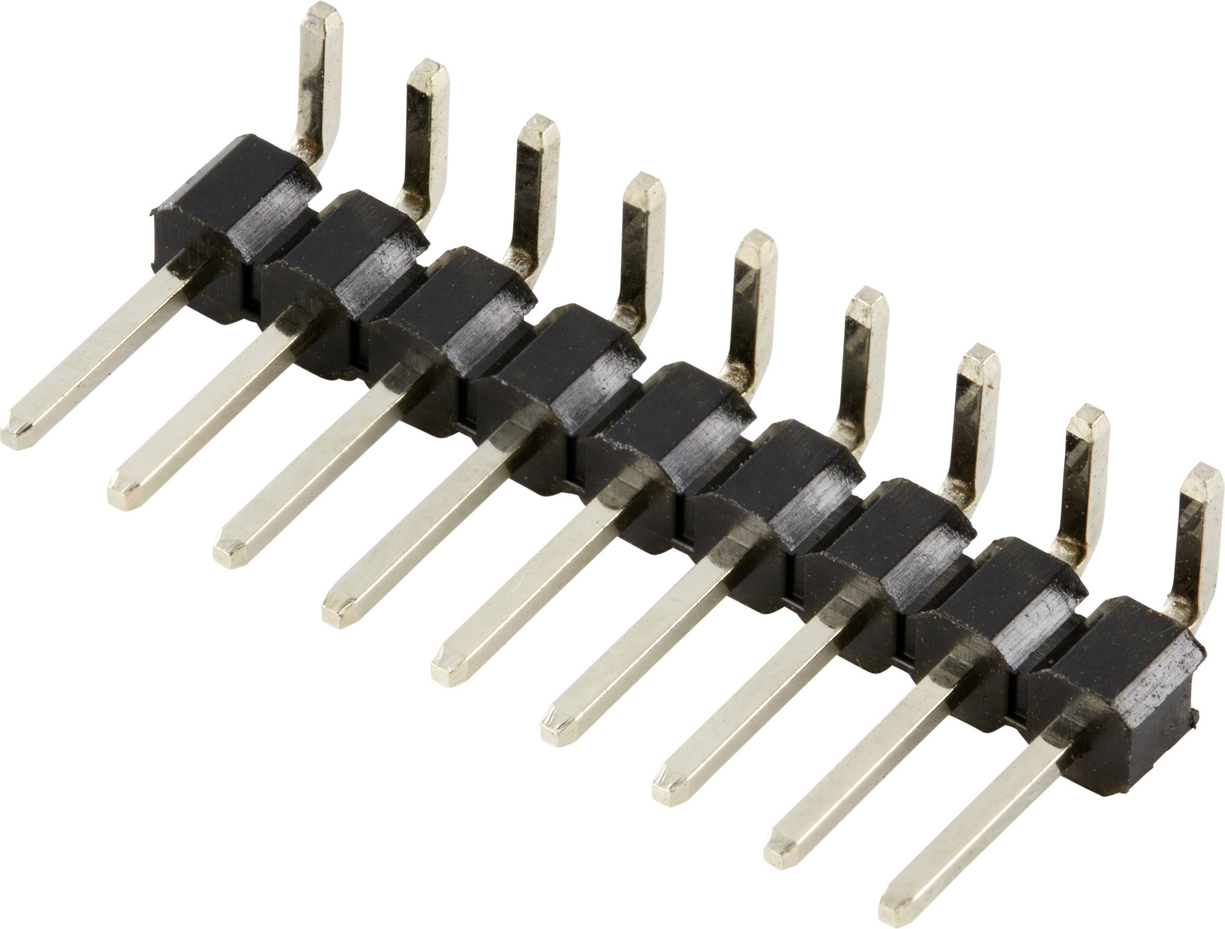 Barrette de connexion à huit broches disposées en deux rangées, généralement utilisée pour les connexions électroniques sur un circuit imprimé.