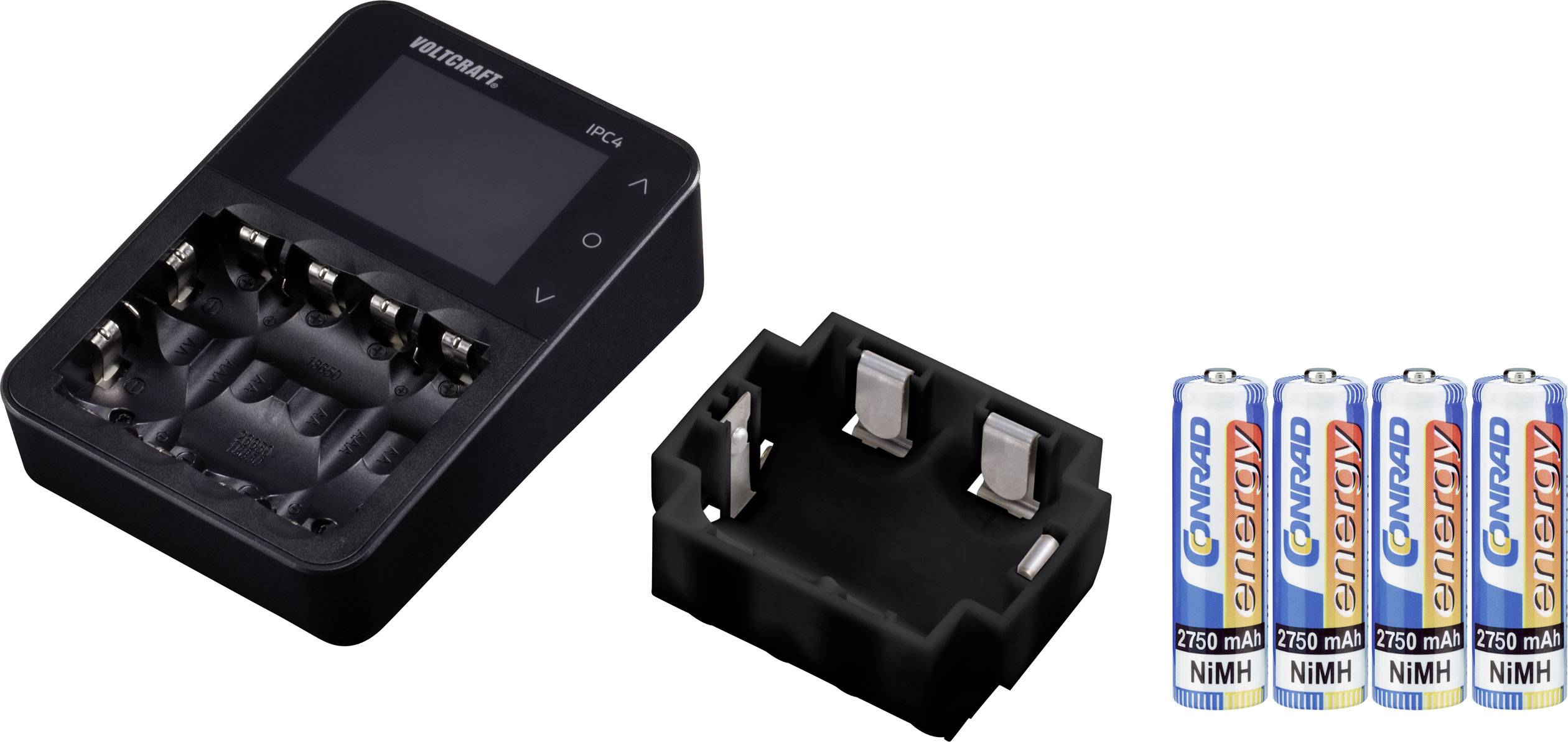 Chargeur de piles rondes VOLTCRAFT IPC-4 NiMH, NiCd, NiZn, Li-ion, LiHV, LiFePO avec accus-12