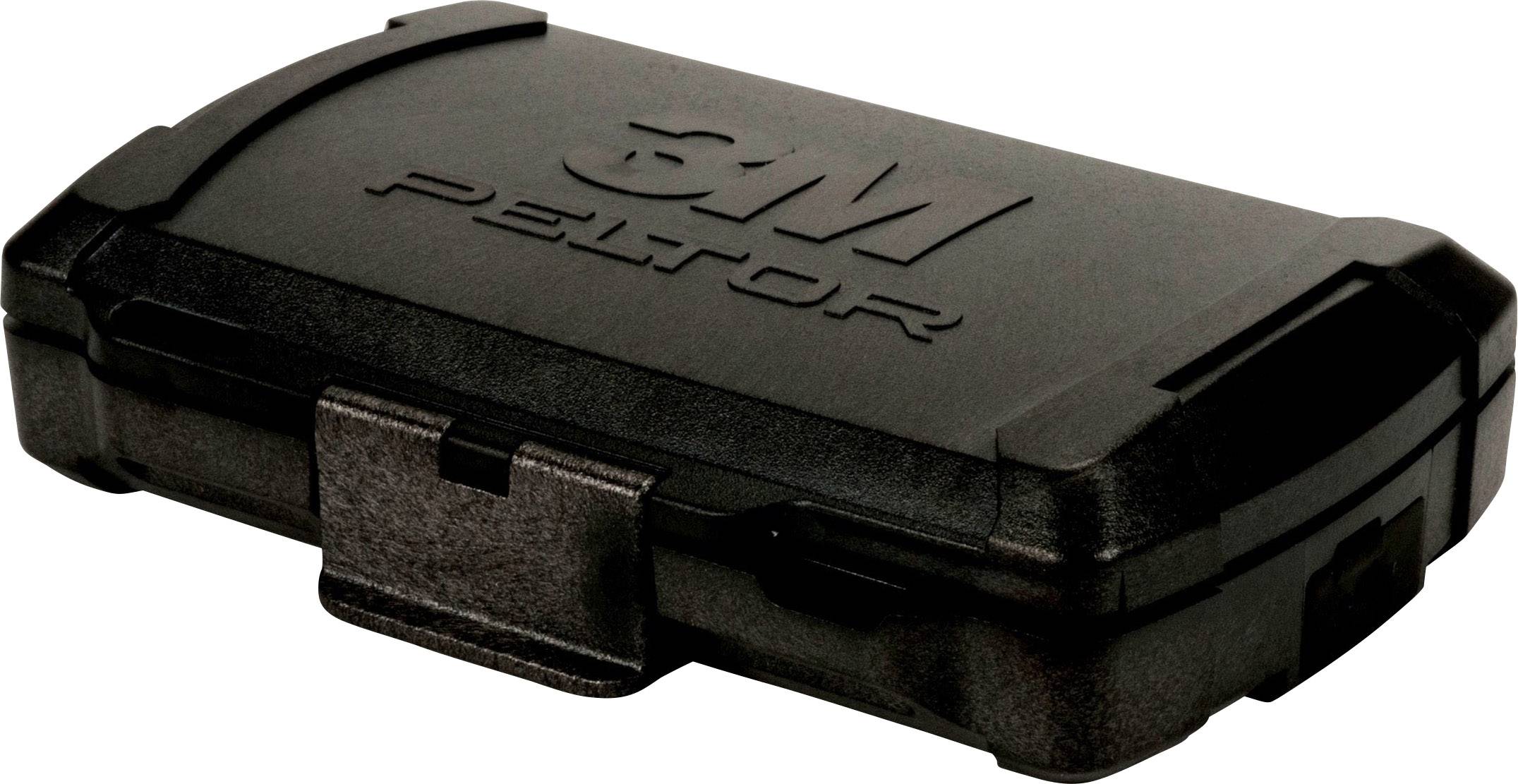 Étui noir avec logo 3M, rectangulaire et refermable, conçu pour le rangement sécurisé de petits objets ou accessoires.