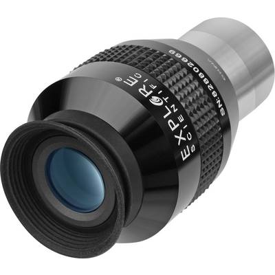 Un oculaire noir et argenté d'Explore Scientific, modèle 6,5 mm, avec lentille bleue, pour télescopes.