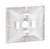 Un socle de câble rectangulaire, transparent, avec un trou central et plusieurs fentes pour la fixation des câbles sur des surfaces.