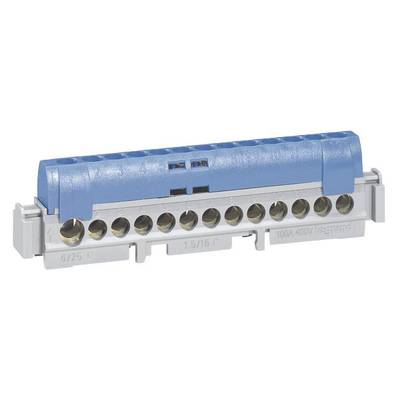 Un boîtier électrique bleu avec dix bornes de connexion pour la distribution des circuits électriques dans les installations électriques.