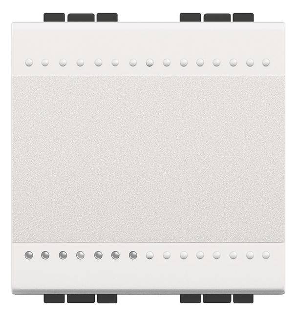 Un appareil carré avec une surface blanche et des touches noires sur les côtés, probablement un dispositif électronique de commande.
