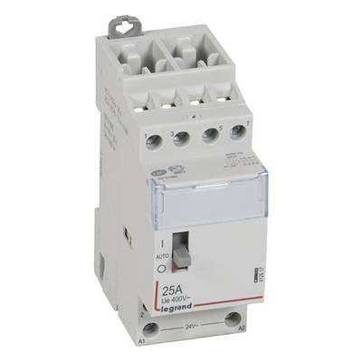 Disjoncteur unipolaire de Legrand, 25A de courant nominal, adapté aux applications 400V, avec interrupteur à bascule et indicateurs de statut.