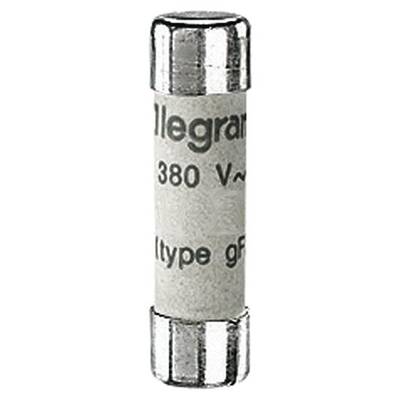 Un fusible cylindrique portant l'inscription 'Illegrand 380 V~ type gF', avec des embouts argentés, sert à protéger les appareils électriques.