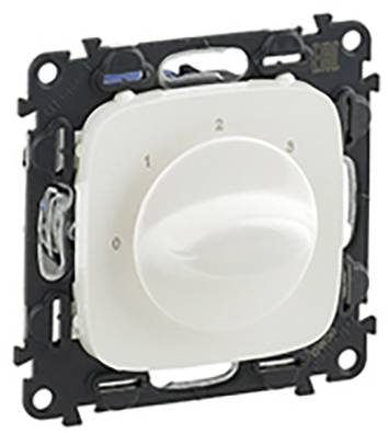 Un bouton rotatif blanc avec des chiffres de 0 à 3 sur un cadre rectangulaire noir, probablement un variateur de lumière.