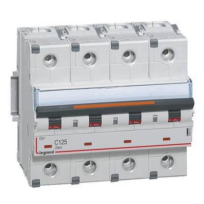 Un disjoncteur multipolaire Legrand, modèle C125, destiné à être utilisé dans les installations électriques de distribution.