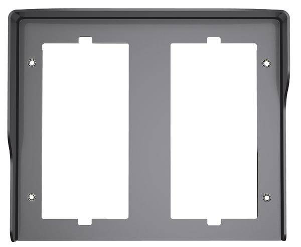 Cadre noir rectangulaire pour plaque murale avec deux découpes, adapté pour un double interrupteur.