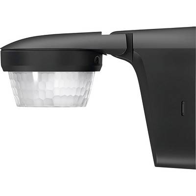 Capteur au design moderne monté sur un mur, destiné à la surveillance extérieure, boîtier noir avec un couvercle transparent et structuré.