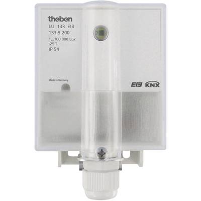 Un capteur de lumière de Theben, modèle LU 133 EIB, permettant de mesurer les intensités lumineuses entre 1 et 100 000 lux, adapté à une utilisation extérieure (IP 54).