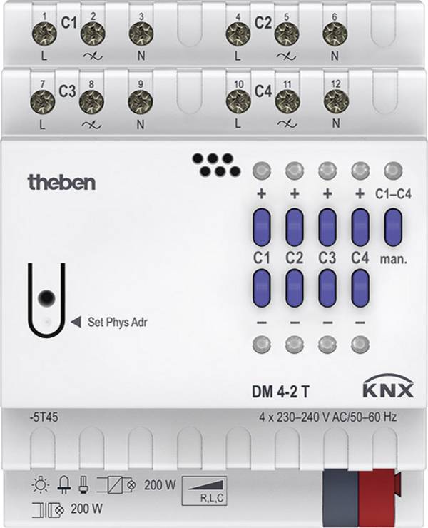 Theben KNX 4940280 Actionneur de gradation    DM 4-2 T KNX