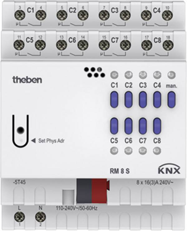 Theben KNX 4940220 Actionneur de commutation    RM 8 S KNX