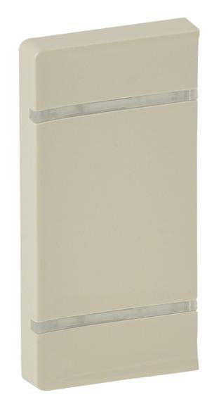 Interrupteur mural beige avec deux bandes argentées, forme rectangulaire, design minimaliste.