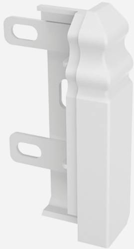 Support décoratif blanc en plastique avec plusieurs trous de fixation.