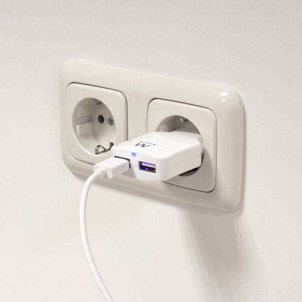 Ewent Chargeur USB USB blanc pour prise murale-4