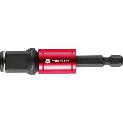 Un embout d'outil, marqué en rouge avec 'Toolcraft', doté d'une pointe hexagonale noire pour percer ou visser.