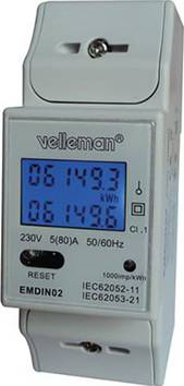 Compteur de coûts d'énergie Velleman EMDIN02 Ecran éclairé 1 pc(s)