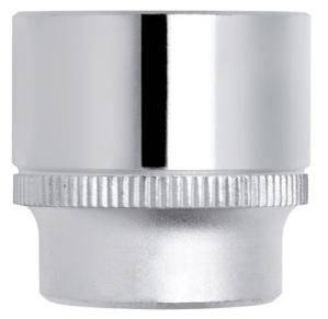 Un adaptateur cylindrique brillant avec un bord cannelé, en métal, sert à fixer ou à raccorder des tuyaux ou des tubes.