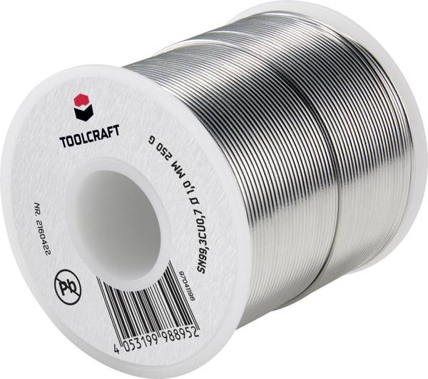 Étain à souder sans plomb TOOLCRAFT bobine Sn99,3Cu0,7 ROL1 250 g 1 mm