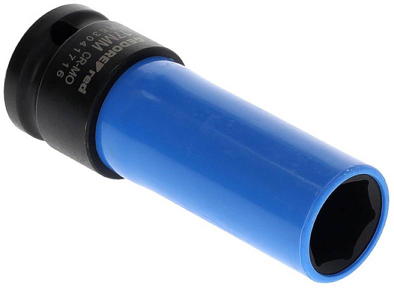 Un écrou à frapper bleu avec une tête noire, typiquement utilisé pour desserrer ou resserrer des écrous de vis.