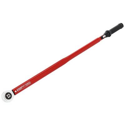 Clé dynamométrique rouge avec poignée noire, adaptée au serrage précis des connexions vissées dans des applications techniques.