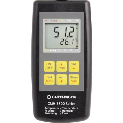 Appareil portable de mesure de la température, de l'humidité et du débit. Affiche 51,2 % d'humidité et 26,1 °C de température.