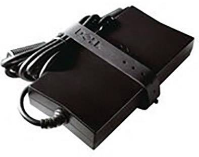 Adaptateur secteur noir pour ordinateur portable avec attache-câble.