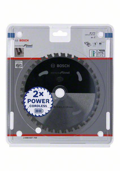 Lame de scie circulaire Bosch pour utilisation sans fil, '2x Power'. Adapté aux travaux sur métal. Standard Steel.
