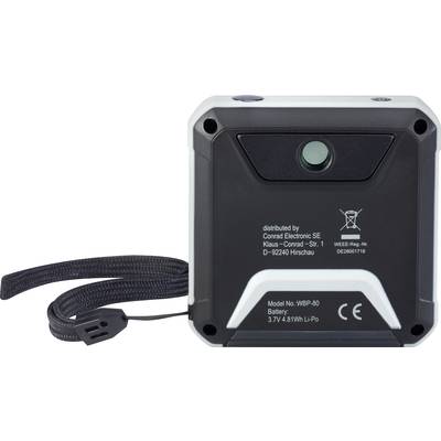Verso d'un ensemble électronique avec des détails techniques du fabricant Conrad Electronic SE et le numéro de modèle WBP-80.