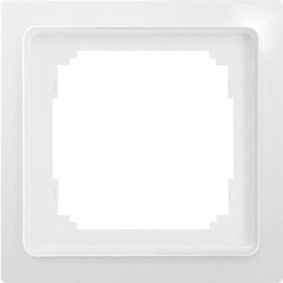 Un cadre carré blanc en plastique au centre avec une ouverture vide. Idéal pour interrupteurs ou prises électriques.