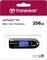 Emballage d'une clé USB Transcend JetFlash 790, 256 Go, USB 3.1 Gen 1, boîtier noir avec mécanisme coulissant bleu.