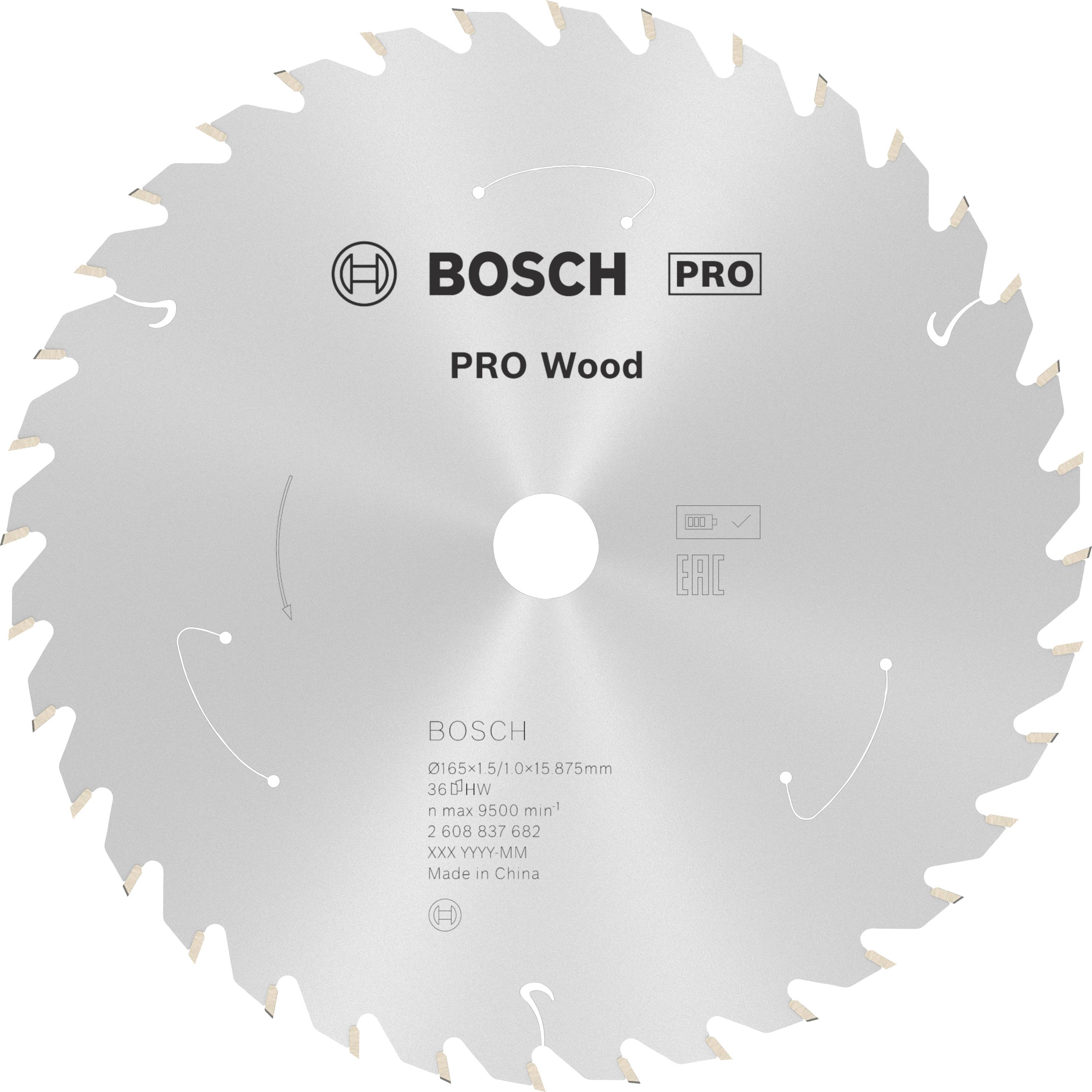 Bosch Accessories Bosch Power Tools 2608837682 Lame de scie circulaire au carbure 165 x 15.875 mm Nombre de dents: 36 1 pc(s)
