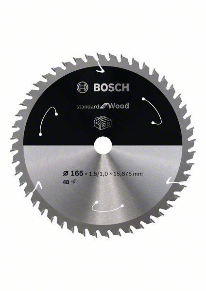 Bosch Accessories Bosch Power Tools 2608837683 Lame de scie circulaire au carbure 165 x 15.875 mm Nombre de dents: 48 1 pc(s)