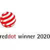 Logo 3D rouge et blanc d'un ballon incurvé, avec le texte « reddot winner 2020 » à côté.